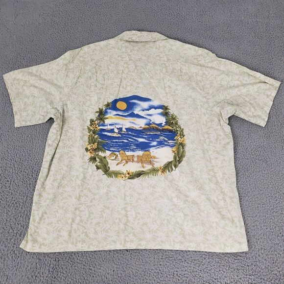 Koko Island Shirt Mens Extra Large White Hawaiian Floral Camp XL Rayon Beach - Picture 1 of 11